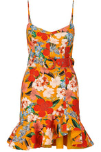 Arielle Floral Frill Dress - Tangerine Multi