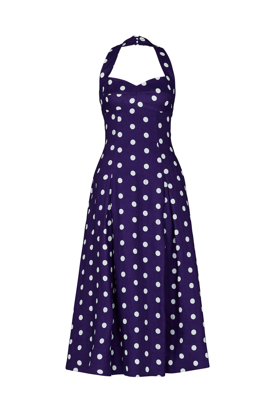 Seraphina Dress - Navy Ivory Polka Dot