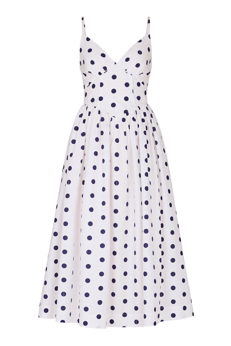 Becker Dress - Ivory Navy Polka Dot