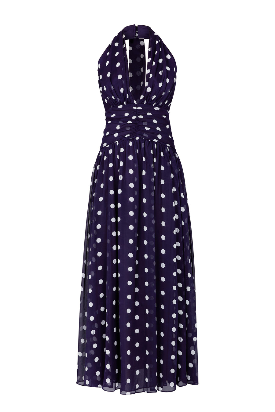 Arella Dress - Navy Ivory Polka Dot