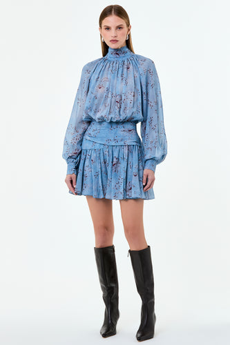 CECILE DRESS - WISTERIA FLORAL BLUE SMOKE