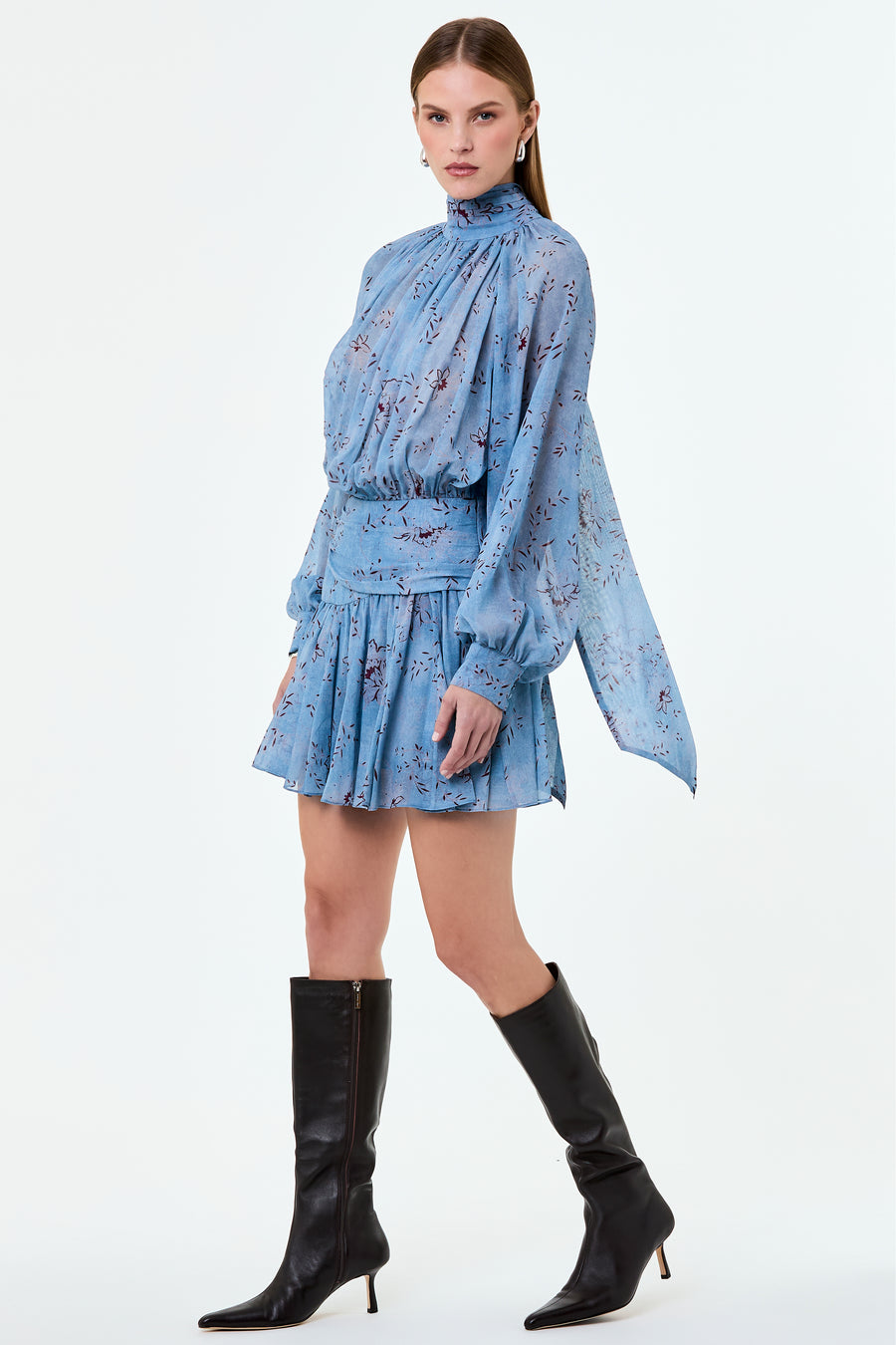 CECILE DRESS - WISTERIA FLORAL BLUE SMOKE