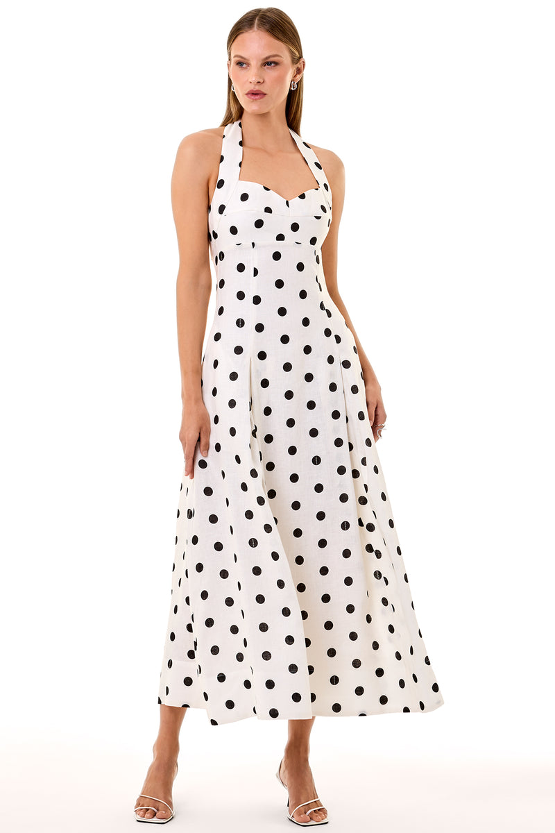 Seraphina Dress - Ivory Black Polka Dot