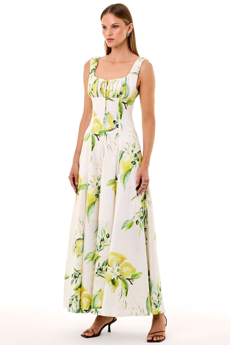 Dina Dress - Anisa Ivory Lemon