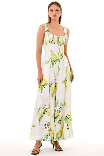 Dina Dress - Anisa Ivory Lemon