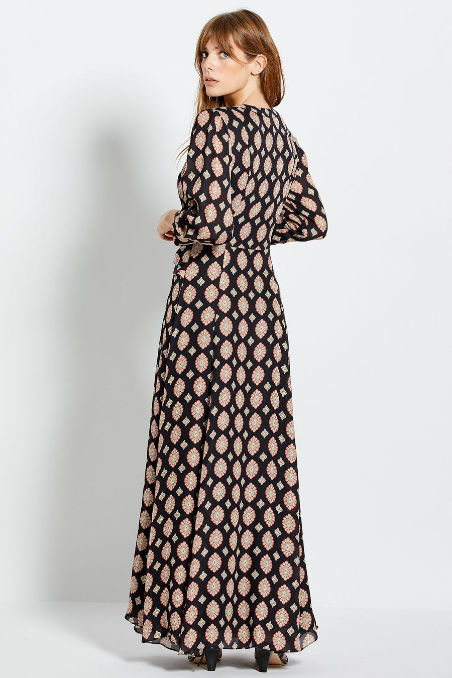 Noura Dress - Casablanca Tile  - Black