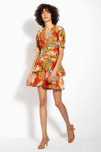 Puff Sleeve Pintuck Dress - Tangerine Multi