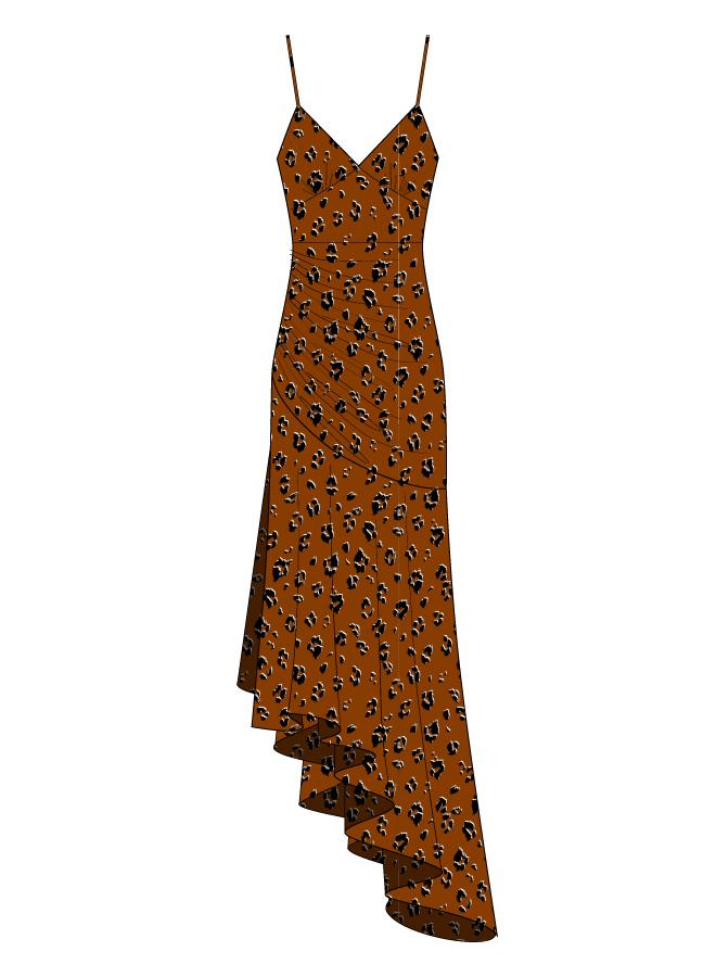 Triangle Top Slip Dress - Rust Multi