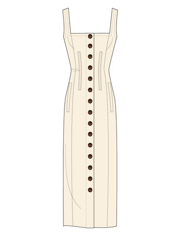 Button Front Sheath - Winter White