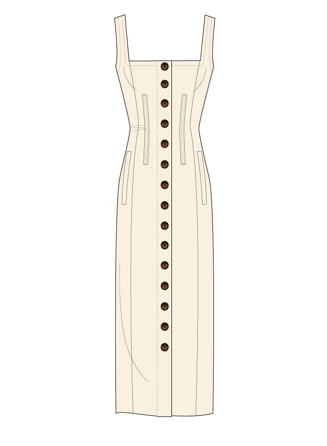 Button Front Sheath - Winter White